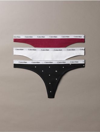 Calvin Klein Womens Icon Logo 3-Pack Low Rise Thong - Multi - XL