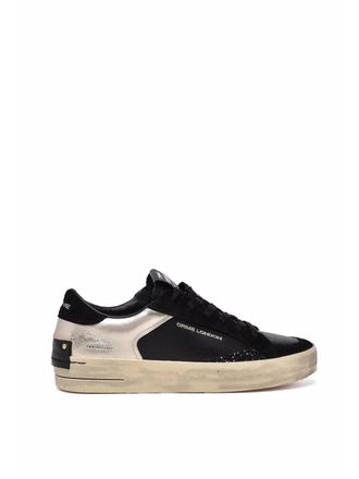 Crime London Black Leather Silver Sneakers