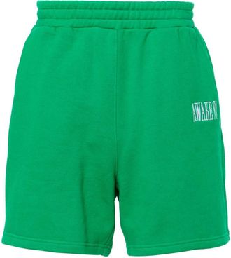 Awake NY logo-patch track shorts - men - Cotton - M - Green