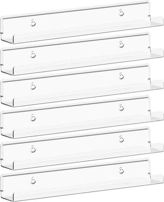 OEM Estantes Flotantes Para Discos De Vinilo, Juego De 6 Estantes De Pared De Acr&iacute;lico Transparente De 38 Cm, Decoraci&oacute;n Para Libros/fotos/maquillaje, Dor