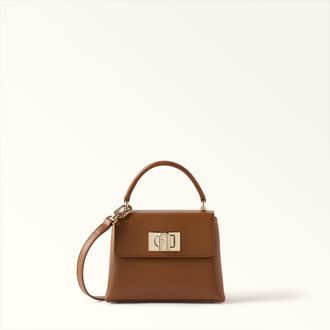 Furla 1927 Borsa A Mano Mini Cognac H Marrone Pelle Stampata Donna