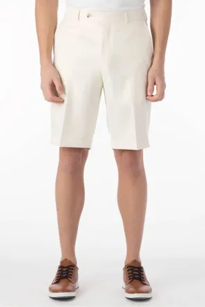 Ballin Nash Micro Nano Travel Twill Performance Gabardine Plain Front Shorts In Oyster