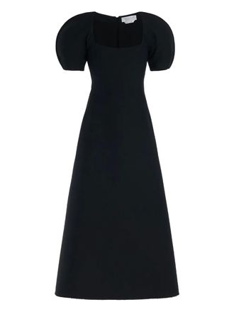 Gabriela Hearst Abito midi Niahm con maniche a palloncino e scollo quadrato - Nero
