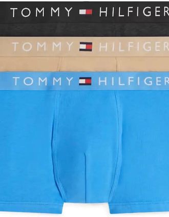 Tommy Hilfiger Mens 3-Pack TH Original Boxer Trunks, Blue/Desert/Grey - Size: 35/34/32