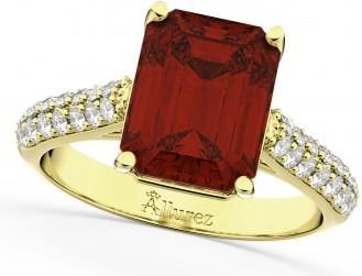 Allurez Emerald-Cut Garnet & Diamond Ring 14k Yellow Gold (5.54ct)