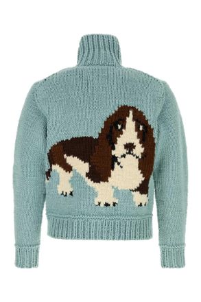 Junya Watanabe Mens Light-Blue Cotton Blend Cardigan Saxeblue Exterior: Wool Felpe