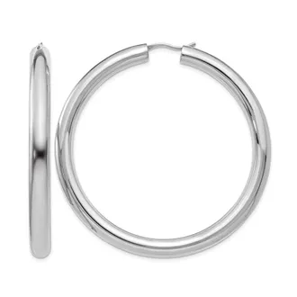 Diamond2Deal Sterling Silver 5x55mm Half Round Tube Hoop Earrings
