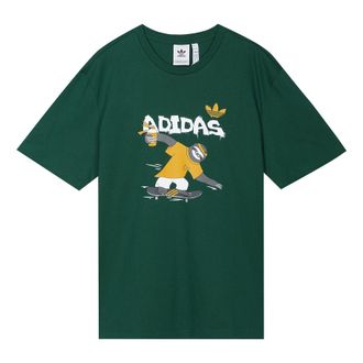 adidas originals Cartoon Printing Round Neck Short Sleeve Forest Green HB2741