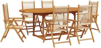 vidaXL Set De Comedor Jard&iacute;n 7 Pzas Polipropileno Madera Maciza Beige Vidaxl