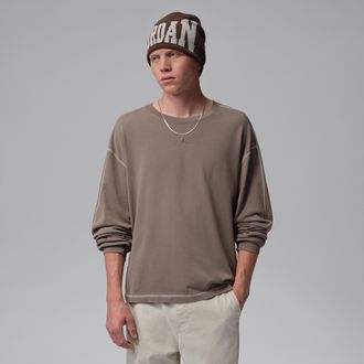 Nike Jordan Mens Jordan Flight Heavyweight Long-Sleeve Top in Grey | IF1829-040