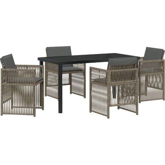 vidaXL Conjunto De Comedor De Jard&iacute;n 5 Pcs Gris Polirat&aacute;n Vidaxl