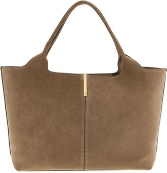 Tod's Small To Medium Suede Shopping Bag Tote Beige-Donna