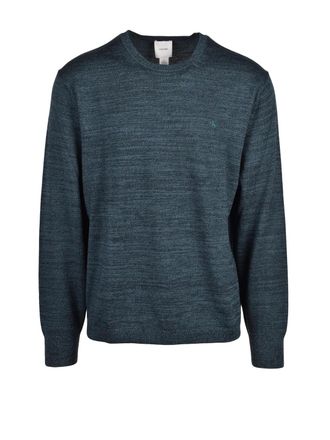 Calvin Klein Green Textured Knit Wool Crewneck Sweater