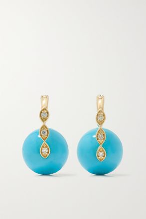 Sydney Evan Orecchini In Oro 14 Carati Con Turchesi E Diamanti - Blu