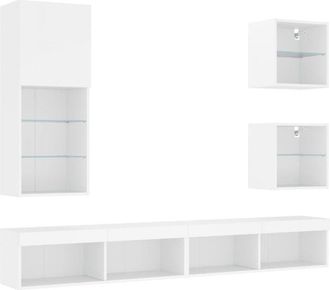 vidaXL 5 Piece TV Wall Units with LED White Engineered Wood vidaXL