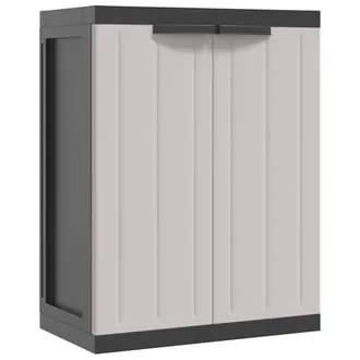 Berkfield Home Outdoor Storage Cabinet Grey & Black 65x37x85 cm PP | Size: 65 x 37 x 85 cm