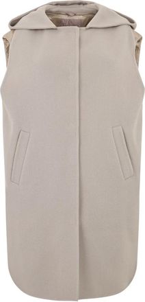 Herno Lange Mouwloze Vest - Dames - Bodywarmers - Beige - 2XL - Wol - Jassen