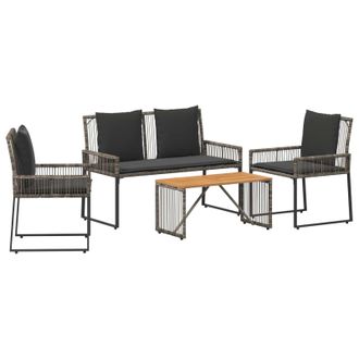 vidaXL Juego De Muebles De Exterior Con Coj&iacute;n 9 Pcs Gris Y Gris Oscuro Vidaxl