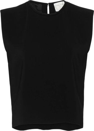 Forte_Forte Stretch Crepe Cady Boxy Top - Dames - Tops zonder mouwen - Zwart - M - Satijn - Tops