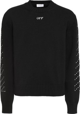 Off-white Katoenen trui met ronde hals - Heren - Ronde hals truien - Zwart - XL - Katoen - Truien & Vesten