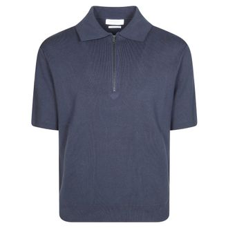 Daniele Fiesoli Polo Shirts, male, Blue, Size: S Polo MM Cotone Zip