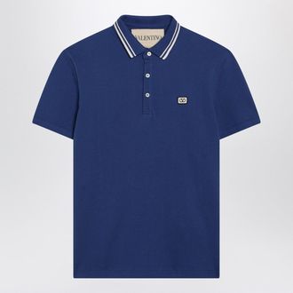Valentino Blue Polo Shirt With Vlogo Patch