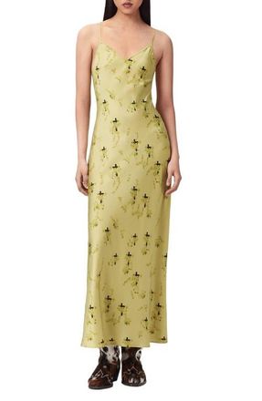 AllSaints Bryony Satin Slipdress in Empoli Yellow at Nordstrom, Size 12 Us