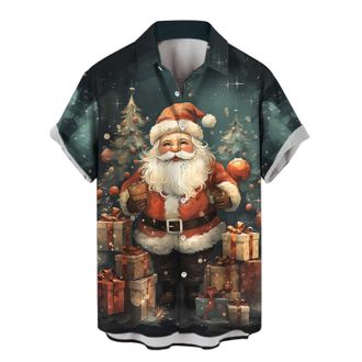 Generic Checked Shirts Flannel Shirt for Men Christmas Top Mens Christmas Print Short Sleeve Shirt Mens White Shirts Long Sleeve for Men (Light Blue, XXXXL)