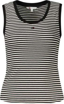 Tommy Hilfiger Katoenen Geribbelde Gebreide Tanktop - Dames - Tops zonder mouwen - Zwart - L - Katoen - Tops