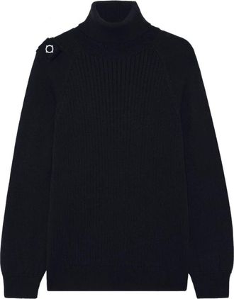 Mastrum Navy Roll Neck Gebreide Trui - Heren - Coltruien - Blauw - S - Wol - Truien & Vesten