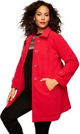 Roaman's Plus Size Button Up Fleece Jacket in Classic Red at Nordstrom, Size 6X
