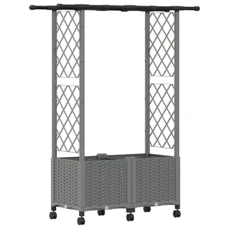 vidaXL Letto Rialzato Con Griglia E Tetto Grigio Chiaro Pp Vidaxl