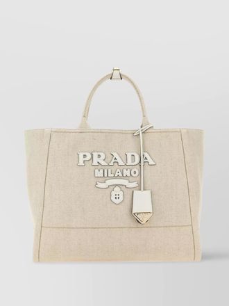 Prada shopping canvas tote bag