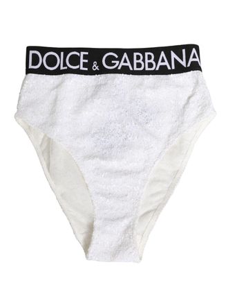 Dolce & Gabbana Womens White Black Sequin High Waist Panty Underwear And Elastane Nylon Clothing