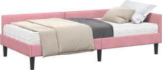 vidaXL Estructura De Cama Esquina Con Colch&oacute;n 2 Uds. Rosa 90 X 190 Cm Vidaxl