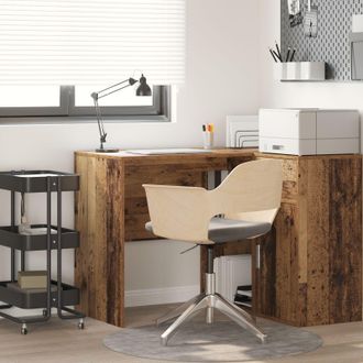 Berkfield Home Writing Desk Old wood Engineered wood Small Storage in Brown