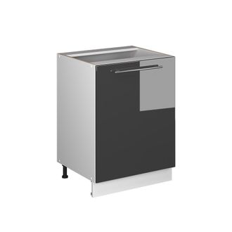 Vicco Mueble Bajo De Cocina Fame-line, Antracita Alto Brillo/blanco, 60 Cm 1 Puerta Sin Encimera, Vicco