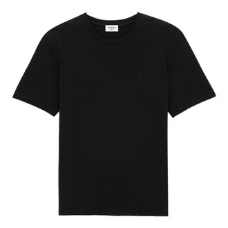 Saint Laurent Tops, Heren, Zwart, M, Katoen, T-shirt met ronde hals