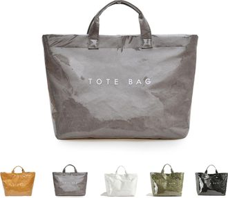 Generic Womens Letters Print Tote Bag, Womens Large PVC Tote Bag Letters Print Handbags Kraft Paper for Work (Gray)