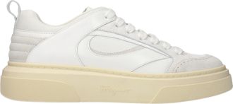 Ferragamo Sneakers Cassina Herrens Leder Wei&szlig;/Hellgrau