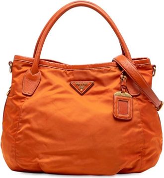 Prada Pre-owned Tote Bags, female, Orange, Size: ONE SIZE Pre-owned Nylon Tote Bag