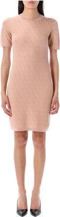 Fendi Roze Gebreide Mini Jurk met FF Motief - Dames - Kleedjes - Roze - 2XS - Katoen - Kleedjes