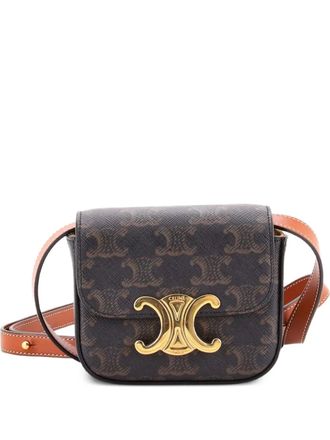 Celine Triomphe Triomphe Coated Canvas Mini shoulder bag - Marrone