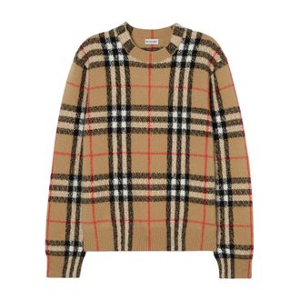 Burberry Kasjmier trui met ruitmotief - Heren - Truien - Beige - Maat: XL Kasjmier