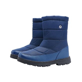 Generic Mens Snow Boots Fur Lined Winter Warm Mid Calf Boot Waterproof Thick Bottom Casual Shoe Flat Bottom Anti-Slip Walking Boot Lightweight Slip On Outdoor