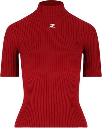 Courr&egrave;ges Reedition Ribbed Top - Red