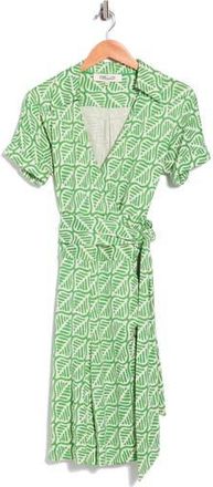 Diane Von F&uuml;rstenberg Cheryl Silk Wrap Dress in Desert Palm Mini Indian Green at Nordstrom Rack, Size Xx-Small