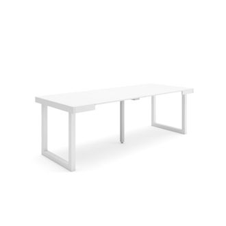 Skraut Home Mesa Consola Extensible, Mesa Comedor Plegable, 220, Para 10 Comensales, Patas Madera Maciza, Estilo Moderno, Blanco - Skraut Home