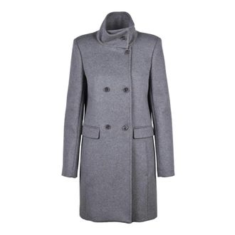 Patrizia Pepe Dames, Mantels, Grijs, Maat: 2XS Wol