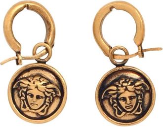 Versace Golden Medusa Logo Drop Earrings
